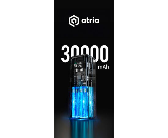 Батарея универсальная Atria 30000mAh PD/3.1/160W(Max)80W+80W, QC/3.0/22.5W (WPD-160S), изображение 3 Батарея универсальная Atria 30000mAh PD/3.1/160W(Max)80W+80W, QC/3.0/22.5W (WPD-160S), изображение 3
