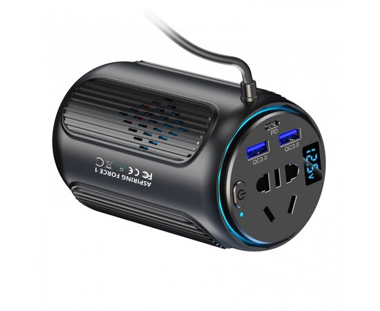 Автомобильный инвертор 12V/220V Force1 150W, PD20W Aspiring (FC.150), изображение 3 Автомобильный инвертор 12V/220V Force1 150W, PD20W Aspiring (FC.150), изображение 3