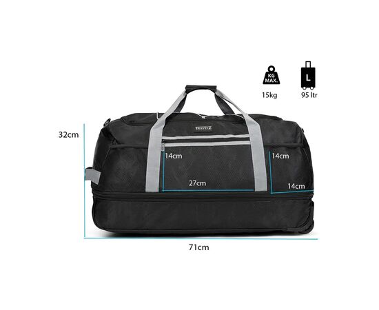Сумка дорожная TravelZ Wheelbag Doubleloader foldable black 80(95)L (603096) (931069), изображение 5 Сумка дорожная TravelZ Wheelbag Doubleloader foldable black 80(95)L (603096) (931069), изображение 5