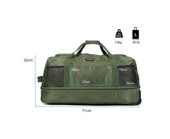 Дорожня сумка TravelZ Wheelbag Doubleloader foldable green 80(95)L (603097) (931070), зображення 6 Дорожня сумка TravelZ Wheelbag Doubleloader foldable green 80(95)L (603097) (931070), зображення 6