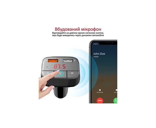 FM модулятор Promate SmarTune 2+ BLUETOOTH 5.0 USB QC 3.0 AUX/SD/USB BLACK (smartune-2+.black), изображение 4 FM модулятор Promate SmarTune 2+ BLUETOOTH 5.0 USB QC 3.0 AUX/SD/USB BLACK (smartune-2+.black), изображение 4