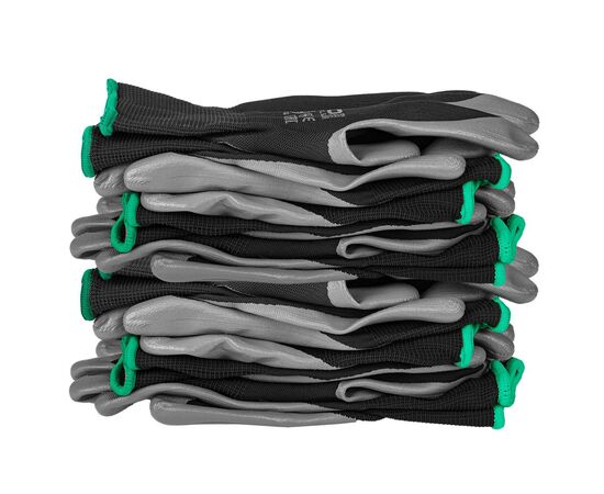 Защитные перчатки Neo Tools комплект 12шт, полиэстер с нитриловым покрытием, р.8, серо-черный (97-647-8), изображение 4 Защитные перчатки Neo Tools комплект 12шт, полиэстер с нитриловым покрытием, р.8, серо-черный (97-647-8), изображение 4