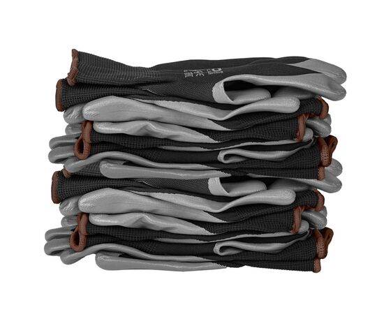 Защитные перчатки Neo Tools комплект 12шт, полиэстер с нитриловым покрытием, р.9, серо-черный (97-647-9), изображение 6 Защитные перчатки Neo Tools комплект 12шт, полиэстер с нитриловым покрытием, р.9, серо-черный (97-647-9), изображение 6
