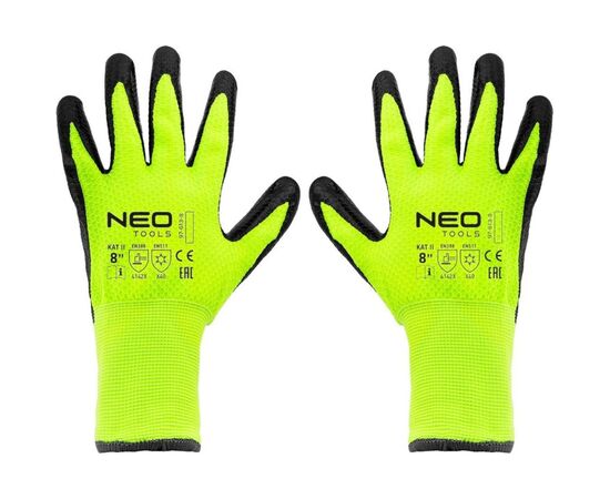 Защитные перчатки Neo Tools утепленные, латексное покрытие, полиэстер, р.8, зелено черные (97-613-8), изображение 6 Защитные перчатки Neo Tools утепленные, латексное покрытие, полиэстер, р.8, зелено черные (97-613-8), изображение 6