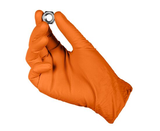 Защитные перчатки Neo Tools рабочие/медицинские, перфорированные нитриловые, р.M, 50шт., оранжевый (97-690-M), изображение 5