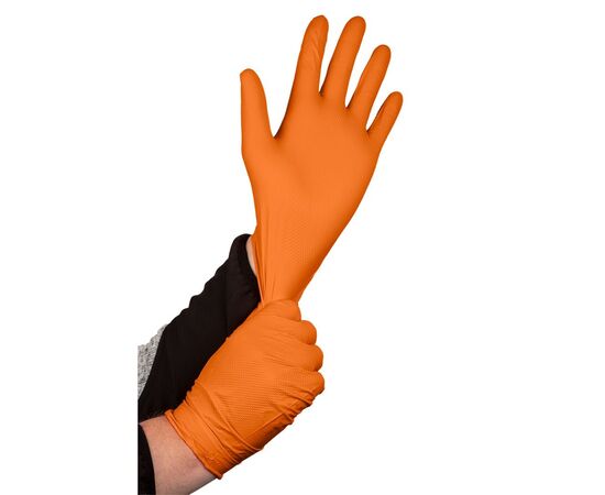 Защитные перчатки Neo Tools рабочие/медицинские, перфорированные нитриловые, р.XL, 50шт., оранжевый (97-690-XL), изображение 5 Защитные перчатки Neo Tools рабочие/медицинские, перфорированные нитриловые, р.XL, 50шт., оранжевый (97-690-XL), изображение 5