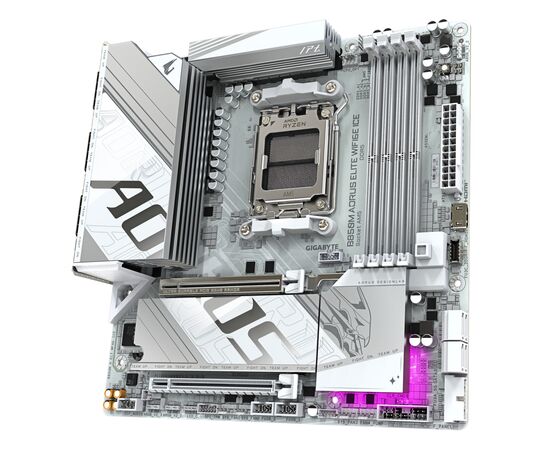 Материнская плата GIGABYTE B850M A ELT WF6E ICE (B850M AORUS ELITE WIFI6E ICE), изображение 3 Материнская плата GIGABYTE B850M A ELT WF6E ICE (B850M AORUS ELITE WIFI6E ICE), изображение 3