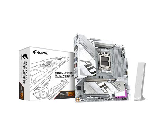 Материнская плата GIGABYTE B850M A ELT WF6E ICE (B850M AORUS ELITE WIFI6E ICE), изображение 6 Материнская плата GIGABYTE B850M A ELT WF6E ICE (B850M AORUS ELITE WIFI6E ICE), изображение 6