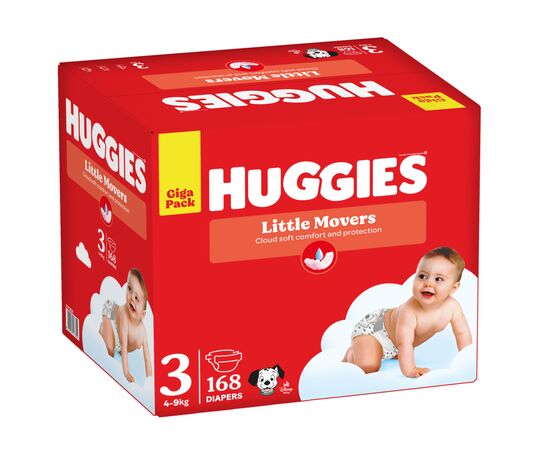 Подгузники Huggies Little Movers 3 (4-9 кг) M-pack, 168 шт (5029053577852), изображение 2 Подгузники Huggies Little Movers 3 (4-9 кг) M-pack, 168 шт (5029053577852), изображение 2