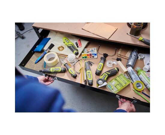 Отвертка аккумуляторная Ryobi RSD4-120TA2, USB Lithium, 4V, 1х2Ah, 5Нм, 200об/мин, 2 насадки, 10 бит, кейс (5133006211), изображение 7