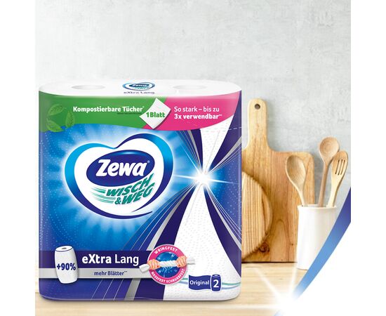 Бумажные полотенца Zewa Wisch & Weg Extra Lang 2 слоя 2 рулона (7322540833300/7322540973174), изображение 12 Бумажные полотенца Zewa Wisch & Weg Extra Lang 2 слоя 2 рулона (7322540833300/7322540973174), изображение 12