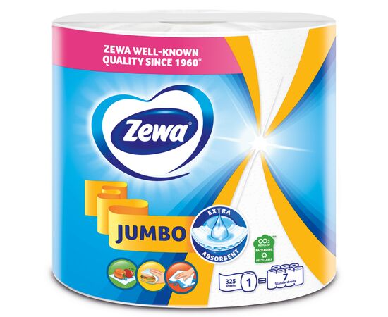 Бумажные полотенца Zewa Jumbo 1 рулон 325 отрывов (7322541191706), изображение 2 Бумажные полотенца Zewa Jumbo 1 рулон 325 отрывов (7322541191706), изображение 2