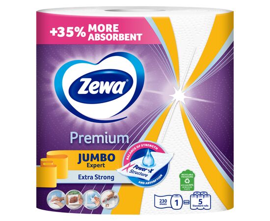 Бумажные полотенца Zewa Jumbo Premium 3 слоя 1 рулон 230 отрывов (7322541192017), изображение 2 Бумажные полотенца Zewa Jumbo Premium 3 слоя 1 рулон 230 отрывов (7322541192017), изображение 2