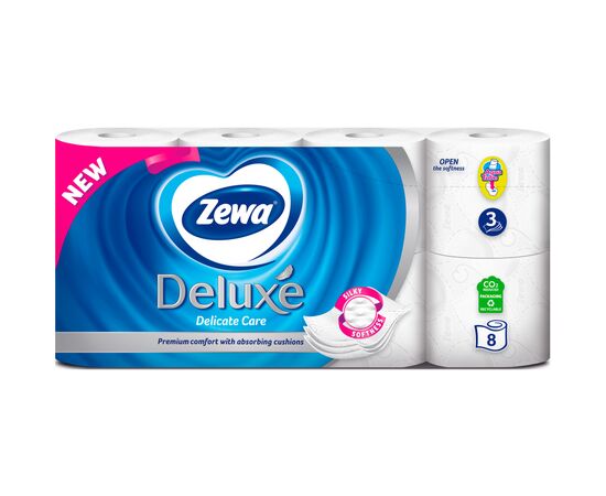 Туалетная бумага Zewa Deluxe белая 3 слоя 8 рулонов (7322541171739), изображение 2 Туалетная бумага Zewa Deluxe белая 3 слоя 8 рулонов (7322541171739), изображение 2