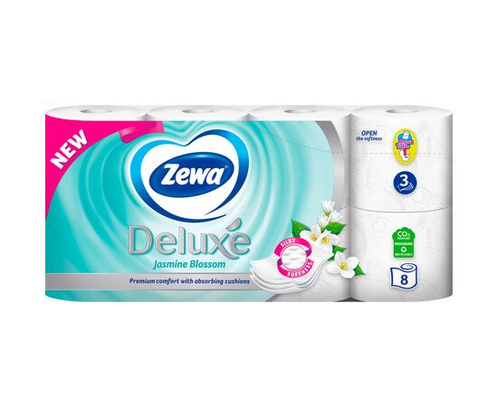 Туалетная бумага Zewa Deluxe Жасмин 3 слоя 8 рулонов (7322541171753), изображение 2 Туалетная бумага Zewa Deluxe Жасмин 3 слоя 8 рулонов (7322541171753), изображение 2