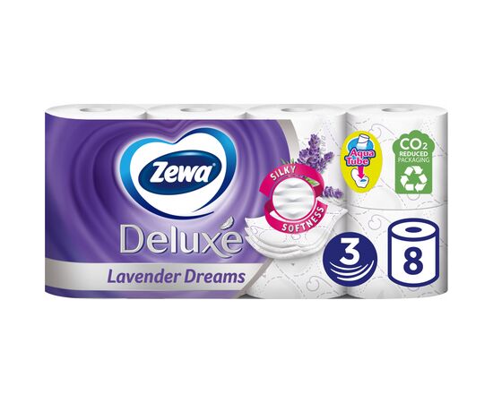 Туалетний папір Zewa Deluxe Лаванда 3 шари 8 рулонів (7322541171777)