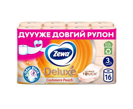 Туалетная бумага Zewa Deluxe Персик 3 слоя 16 рулонов (7322540201192), изображение 2 Туалетная бумага Zewa Deluxe Персик 3 слоя 16 рулонов (7322540201192), изображение 2