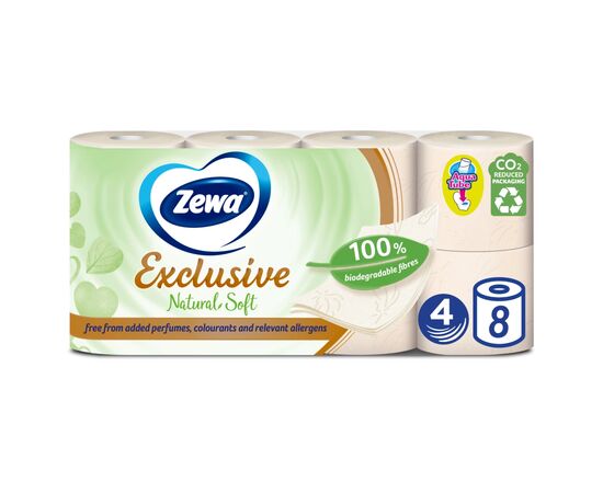 Туалетная бумага Zewa Exclusive Natural Soft 4 слоя 8 рулонов (7322541361246), изображение 2 Туалетная бумага Zewa Exclusive Natural Soft 4 слоя 8 рулонов (7322541361246), изображение 2
