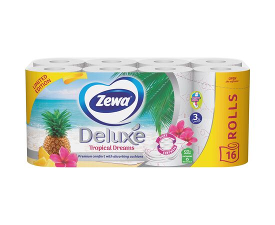 Туалетная бумага Zewa Deluxe лимитированная летняя коллекция 3 слоя 16 рулонов (7322540802191)