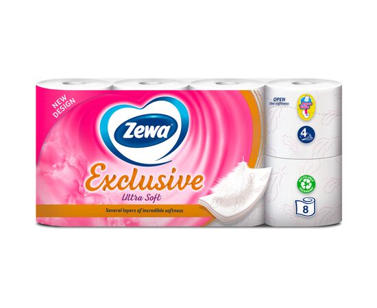 Туалетний папір Zewa Exclusive Ultra Soft 4 шари 8 рулонів (7322541046532/7322541191041)