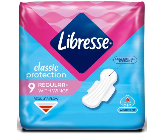 Гигиенические прокладки Libresse Classic Protection Regular 9 шт. (7322541233390), изображение 2 Гигиенические прокладки Libresse Classic Protection Regular 9 шт. (7322541233390), изображение 2