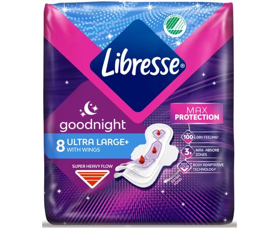 Гигиенические прокладки Libresse Ultra Goodnight Large 8 шт. (7322540960235), изображение 2 Гигиенические прокладки Libresse Ultra Goodnight Large 8 шт. (7322540960235), изображение 2