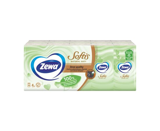 Салфетки косметические Zewa Softis Natural Soft 10 x 9 шт. (7322541351872), изображение 2 Салфетки косметические Zewa Softis Natural Soft 10 x 9 шт. (7322541351872), изображение 2
