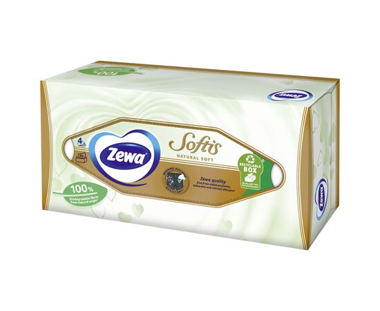 Серветки косметичні Zewa Softis Natural Soft 80 шт. (7322541351414), зображення 2 Серветки косметичні Zewa Softis Natural Soft 80 шт. (7322541351414), зображення 2