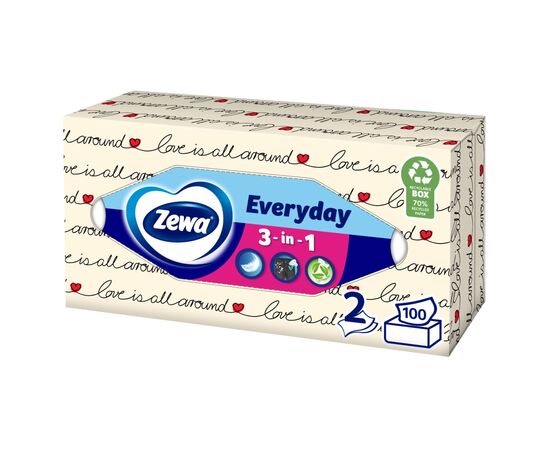 Салфетки косметические Zewa Everyday 100 шт. (7322540043464), изображение 2 Салфетки косметические Zewa Everyday 100 шт. (7322540043464), изображение 2