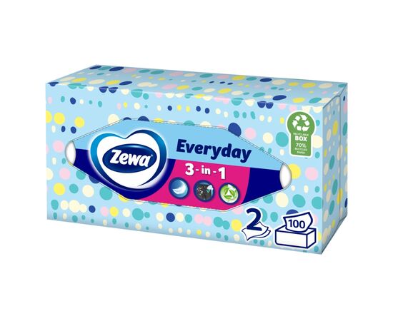 Салфетки косметические Zewa Everyday 100 шт. (7322540043464), изображение 3 Салфетки косметические Zewa Everyday 100 шт. (7322540043464), изображение 3