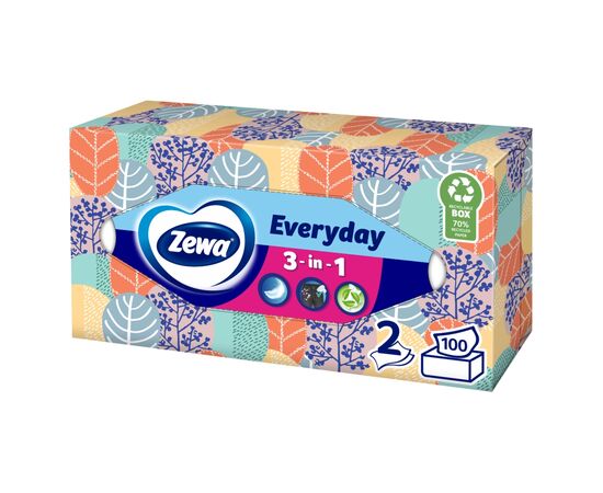 Салфетки косметические Zewa Everyday 100 шт. (7322540043464), изображение 4 Салфетки косметические Zewa Everyday 100 шт. (7322540043464), изображение 4