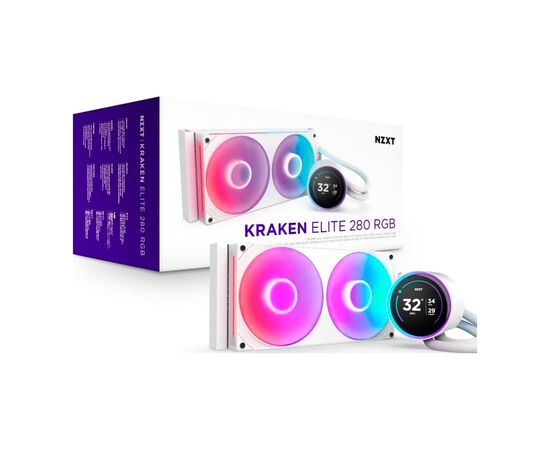 Система жидкостного охлаждения NZXT Kraken Elite RGB 280mm AIO (RL-KR28E-W2), изображение 7 Система жидкостного охлаждения NZXT Kraken Elite RGB 280mm AIO (RL-KR28E-W2), изображение 7