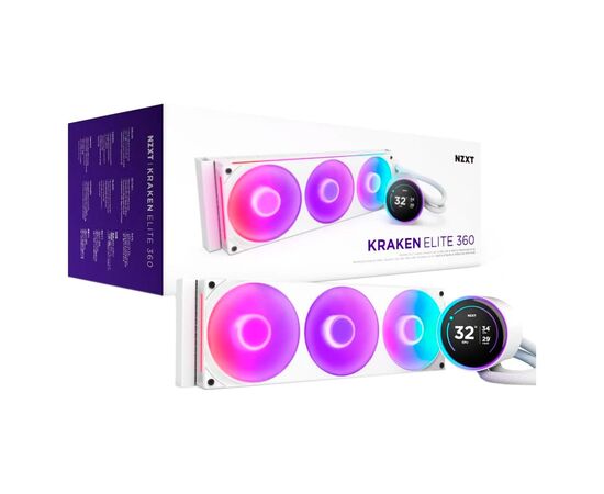 Система жидкостного охлаждения NZXT Kraken Elite RGB 360mm AIO (RL-KR36E-W2), изображение 7 Система жидкостного охлаждения NZXT Kraken Elite RGB 360mm AIO (RL-KR36E-W2), изображение 7