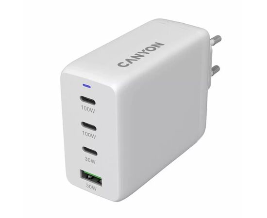 Зарядное устройство Canyon CU100ACC GaN 100W 3xPD 1xQC EU White (CNS-CUW100ACC), изображение 3 Зарядное устройство Canyon CU100ACC GaN 100W 3xPD 1xQC EU White (CNS-CUW100ACC), изображение 3