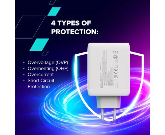 Зарядное устройство Canyon CU100ACC GaN 100W 3xPD 1xQC EU White (CNS-CUW100ACC), изображение 6 Зарядное устройство Canyon CU100ACC GaN 100W 3xPD 1xQC EU White (CNS-CUW100ACC), изображение 6