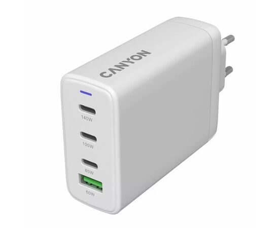 Зарядное устройство Canyon CU140ACC GaN 150W 3xPD 1xQC EU White (CNS-CUW140ACC), изображение 2 Зарядное устройство Canyon CU140ACC GaN 150W 3xPD 1xQC EU White (CNS-CUW140ACC), изображение 2