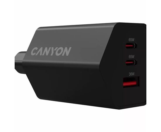 Зарядное устройство Canyon HEXAGON 65 GaN 65W 2xPD 1xQC EU Black (CND-CHAHEX65B), изображение 5 Зарядное устройство Canyon HEXAGON 65 GaN 65W 2xPD 1xQC EU Black (CND-CHAHEX65B), изображение 5