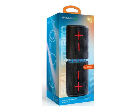 Акустична система Grand-X Bluetooth 2 в 1 Black (BTS-15DB), зображення 5 Акустична система Grand-X Bluetooth 2 в 1 Black (BTS-15DB), зображення 5