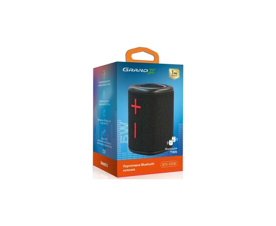 Акустична система Grand-X Bluetooth Black (BTS-10DB), зображення 3 Акустична система Grand-X Bluetooth Black (BTS-10DB), зображення 3