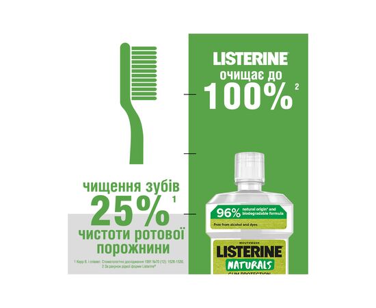 Ополіскувач для порожнини рота Listerine Naturals з ефірними оліями 500 мл (3574661643335/3574661657462), зображення 8 Ополіскувач для порожнини рота Listerine Naturals з ефірними оліями 500 мл (3574661643335/3574661657462), зображення 8