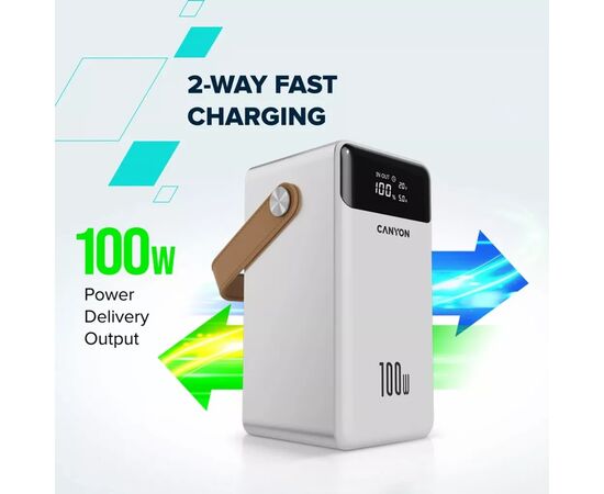 Батарея универсальная Canyon 60000mAh OnPower 610 PD/100W metal White (CNS-CPB610W), изображение 5 Батарея универсальная Canyon 60000mAh OnPower 610 PD/100W metal White (CNS-CPB610W), изображение 5