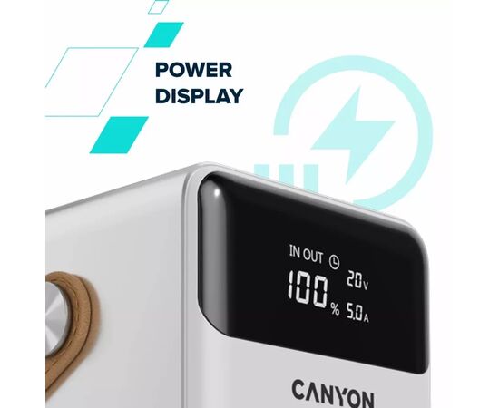 Батарея универсальная Canyon 60000mAh OnPower 610 PD/100W metal White (CNS-CPB610W), изображение 7 Батарея универсальная Canyon 60000mAh OnPower 610 PD/100W metal White (CNS-CPB610W), изображение 7