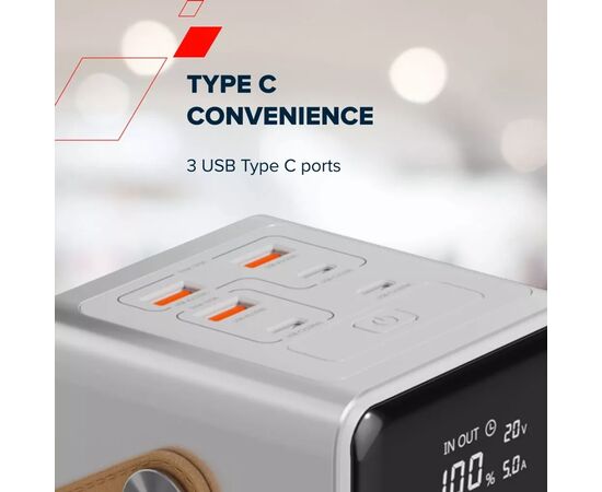 Батарея универсальная Canyon 60000mAh OnPower 610 PD/100W metal White (CNS-CPB610W), изображение 8 Батарея универсальная Canyon 60000mAh OnPower 610 PD/100W metal White (CNS-CPB610W), изображение 8