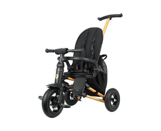 Детский велосипед QPlay Nova Pro складной трехколесный Gold Matt - Black с надувными колесами. (S800NovaProGoldBlack)