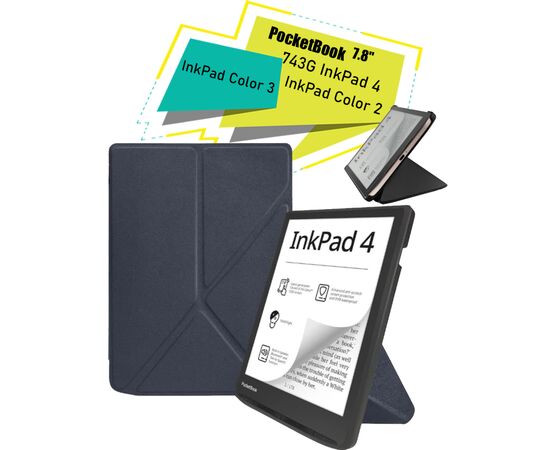 Чохол до електронної книги BeCover Ultra Slim Origami PocketBook 743G InkPad 4/InkPad Color 2/InkPad Color 3 (7.8") Deep Blue (713083)