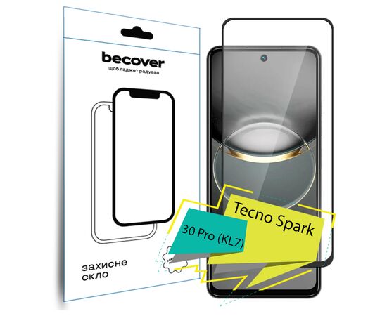 Стекло защитное BeCover Tecno Spark 30 Pro (KL7) Black (713080)