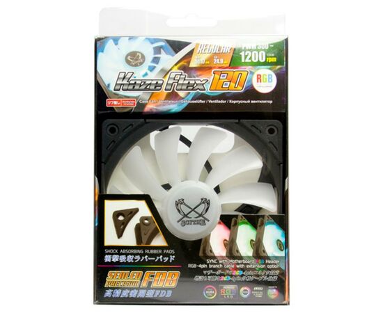 Кулер для корпуса Scythe Kaze Flex 120 mm RGB PWM (SU1225FD12MR-RHP), изображение 5 Кулер для корпуса Scythe Kaze Flex 120 mm RGB PWM (SU1225FD12MR-RHP), изображение 5