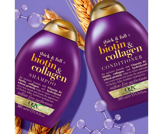 Шампунь OGX Biotin & Collagen для лишенных объема, тонких волос 385 мл (0022796976703), изображение 7 Шампунь OGX Biotin & Collagen для лишенных объема, тонких волос 385 мл (0022796976703), изображение 7