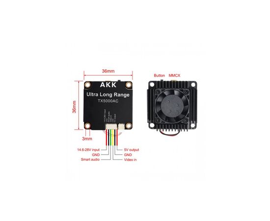 Видеопередатчик (VTX) AKK Ultra Long Range 5W 4.9G-6G 96CH (TX5000AC), изображение 9 Видеопередатчик (VTX) AKK Ultra Long Range 5W 4.9G-6G 96CH (TX5000AC), изображение 9