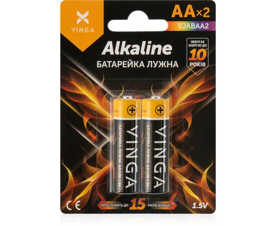 Батарейка AA LR6 Alkaline 2pcs Blister Vinga (VJABAA2)